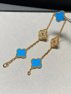 [Dream ]Neue CLOVER 5 MOTIF BLAUER ACHAT ARMBAND KOLLEKTION