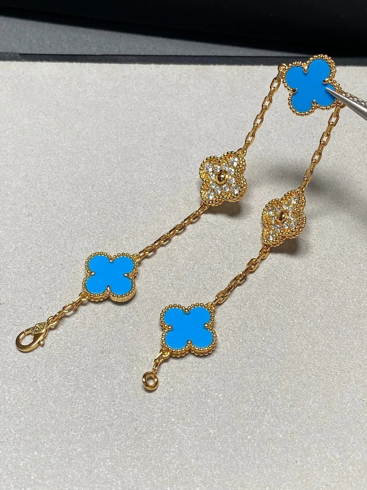 [Dream ]New CLOVER 5 MOTIF BLUE AGATE BRACELET COLLECTION