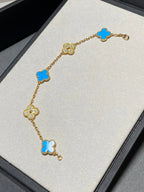 [Dream ]Neue CLOVER 5 MOTIF BLAUER ACHAT ARMBAND KOLLEKTION