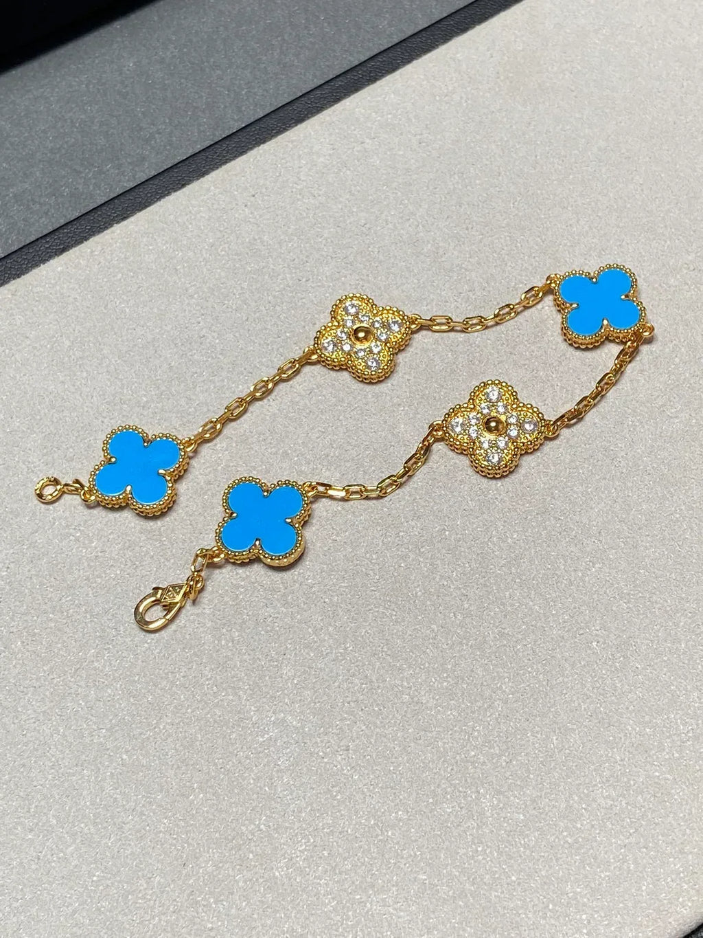 [Dream ]Neue CLOVER 5 MOTIF BLAUER ACHAT ARMBAND KOLLEKTION