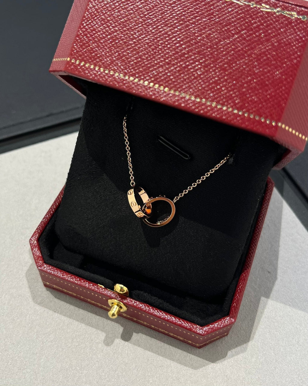 Dream LOVE NECKLACE DOUBLE RING PINK GOLD