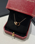 Dream LOVE NECKLACE DOUBLE RING PINK GOLD