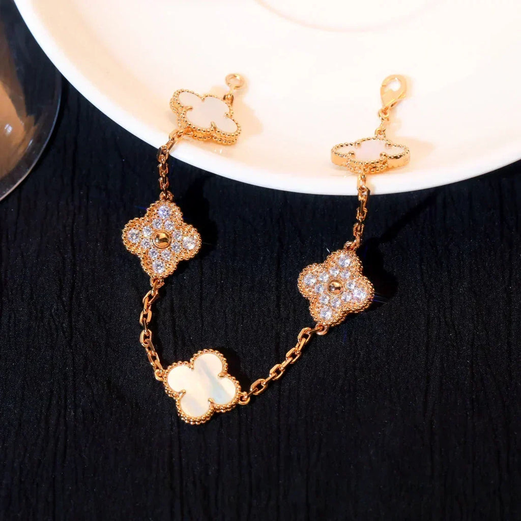 [Dream ]New CLOVER WHITE PEARL MOP 5 MOTIF BRACELET COLLECTION