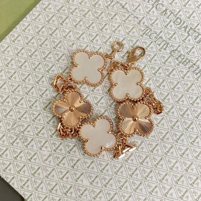[Dream ]New CLOVER WHITE PEARL MOP 5 MOTIF BRACELET COLLECTION