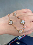 Dream STAR AND SUN 4 MOTIF WHITE MOP PINK GOLD BRACELET