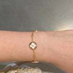 Dream STAR AND SUN 4 MOTIF WHITE MOP PINK GOLD BRACELET