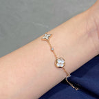 Dream STAR AND SUN 4 MOTIF WHITE MOP PINK GOLD BRACELET