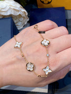Dream STAR AND SUN 4 MOTIF WHITE MOP PINK GOLD BRACELET