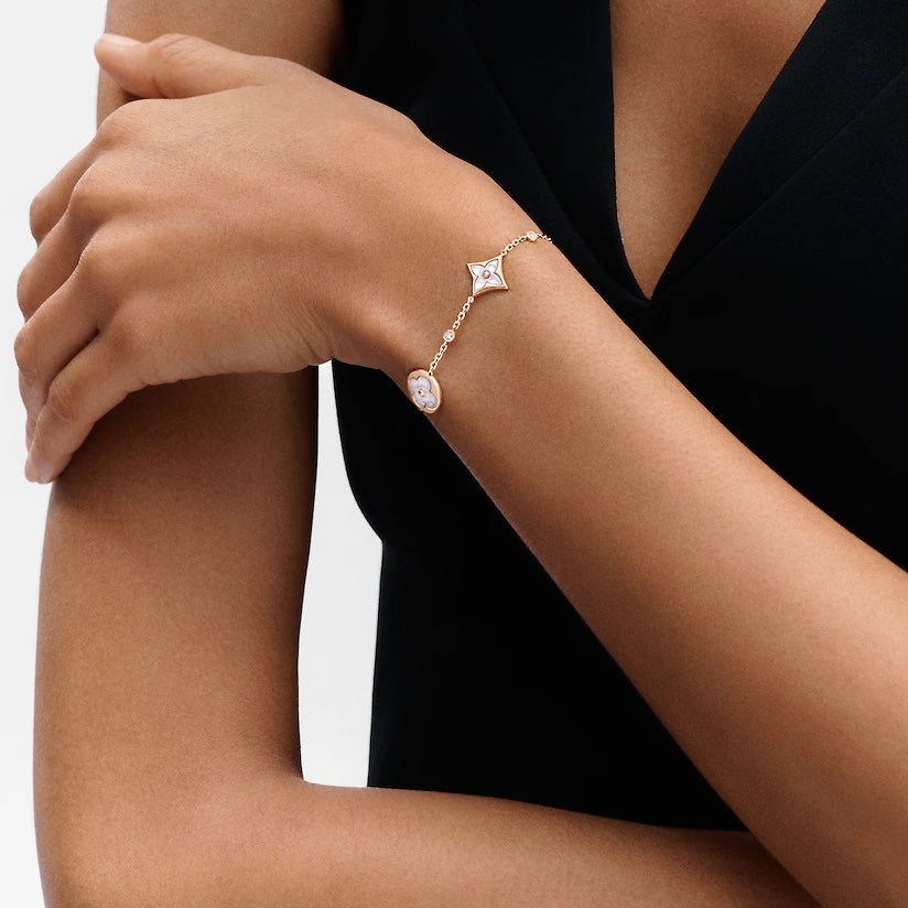 Dream STAR AND SUN 4 MOTIF WHITE MOP PINK GOLD BRACELET