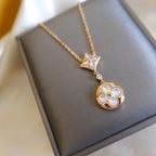 Dream STAR AND SUN WHITE MOP 2 MOTIF PINK GOLD NECKLACE