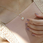 Dream STAR AND SUN WHITE MOP 2 MOTIF PINK GOLD NECKLACE