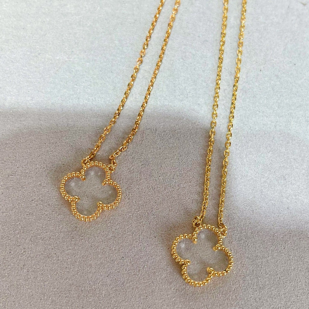 Dream CLOVER ROCK CRYSTAL ROSE GOLD NECKLACE