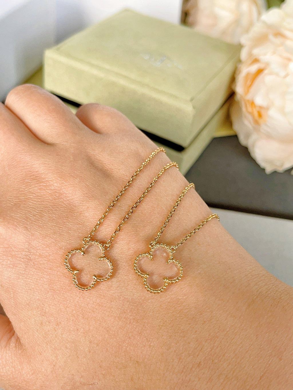 Dream CLOVER ROCK CRYSTAL ROSE GOLD NECKLACE
