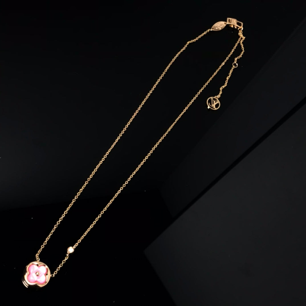 Dream COLOR BLOSSOM PINK PERLMUTT SONNENGOLD-HALSKETTE
