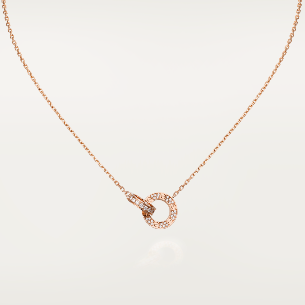 Dream LOVE 7.6MM NECKLACE ROSE GOLD AND SILVER  FULL DIAMOND