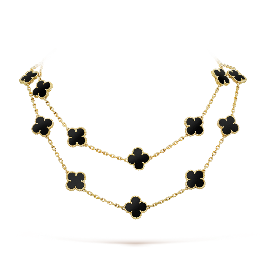 Dream CLOVER 20 MOTIFS ONYX NECKLACE