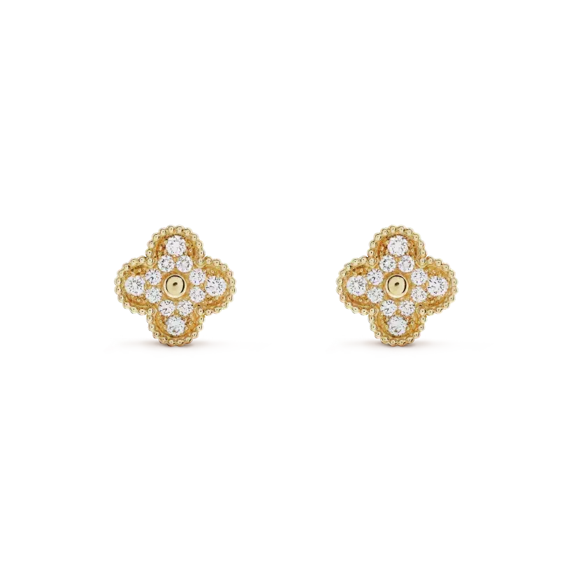 Dream CLOVER MEDIUM 1 MOTIFS FUll DIAMOND EARRINGS