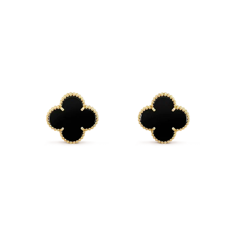 Dream CLOVER MEDIUM 1 MOTIFS  ONYX STUD EARRINGS