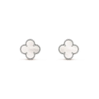 Dream CLOVER MEDIUM 1 MOTIFS  WHITE MOP EARRINGS SILVER