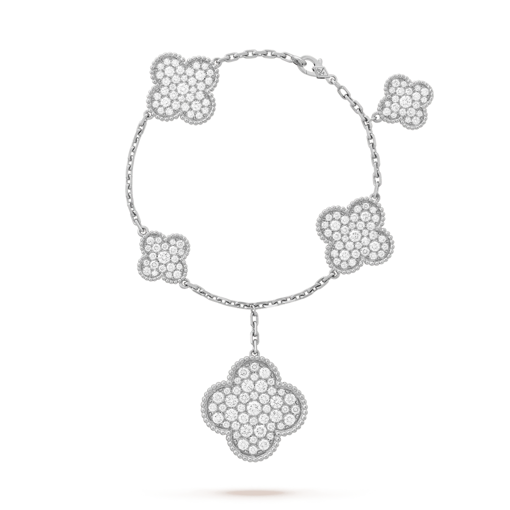 Dream CLOVER 6 MOTIFS SILVER DIAMOND BRACELET