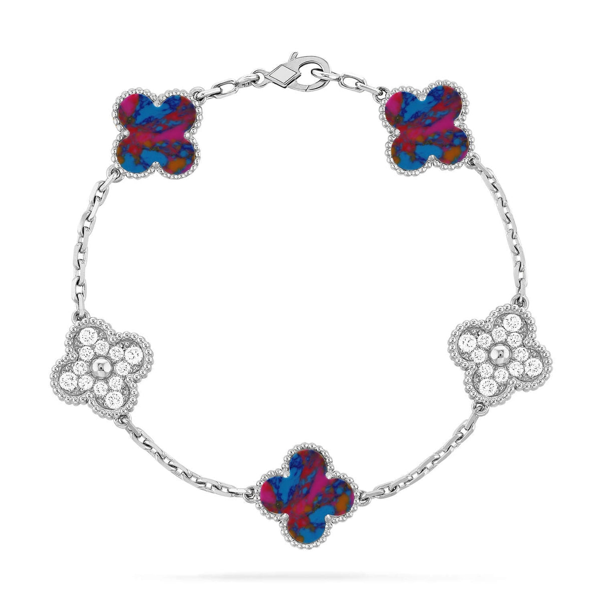 [Dream ]New CLOVER 5 MOTIF COLOR GEMSTONES BRACELET COLLECTION