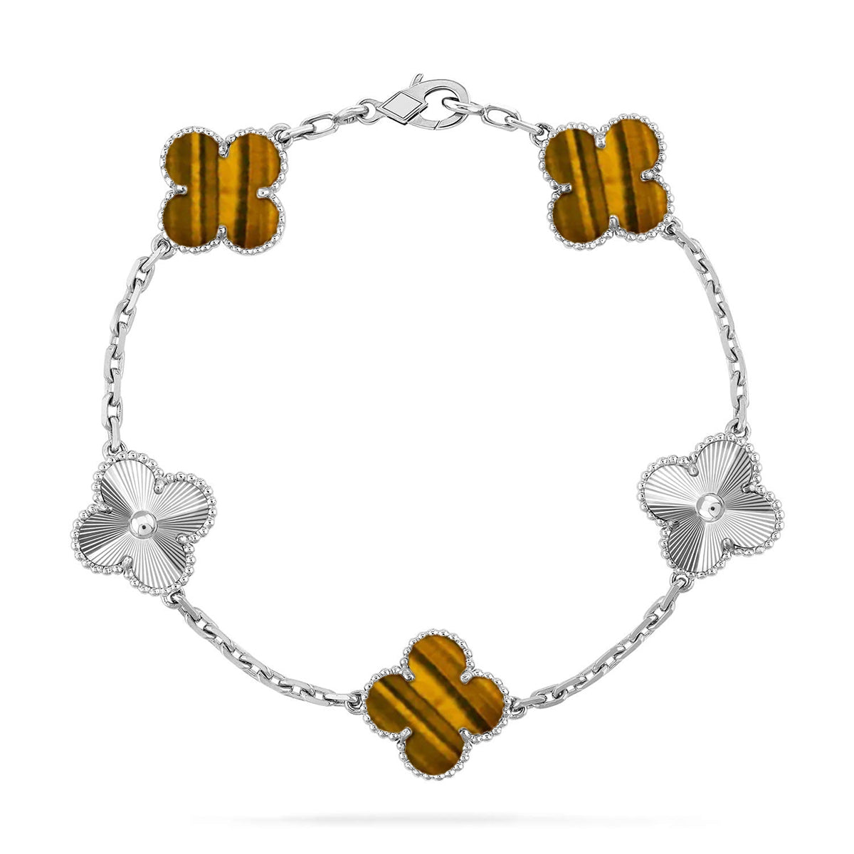[Dream ]New  CLOVER 5 MOTIFS TIGER EYE BRACELET COLLECTION