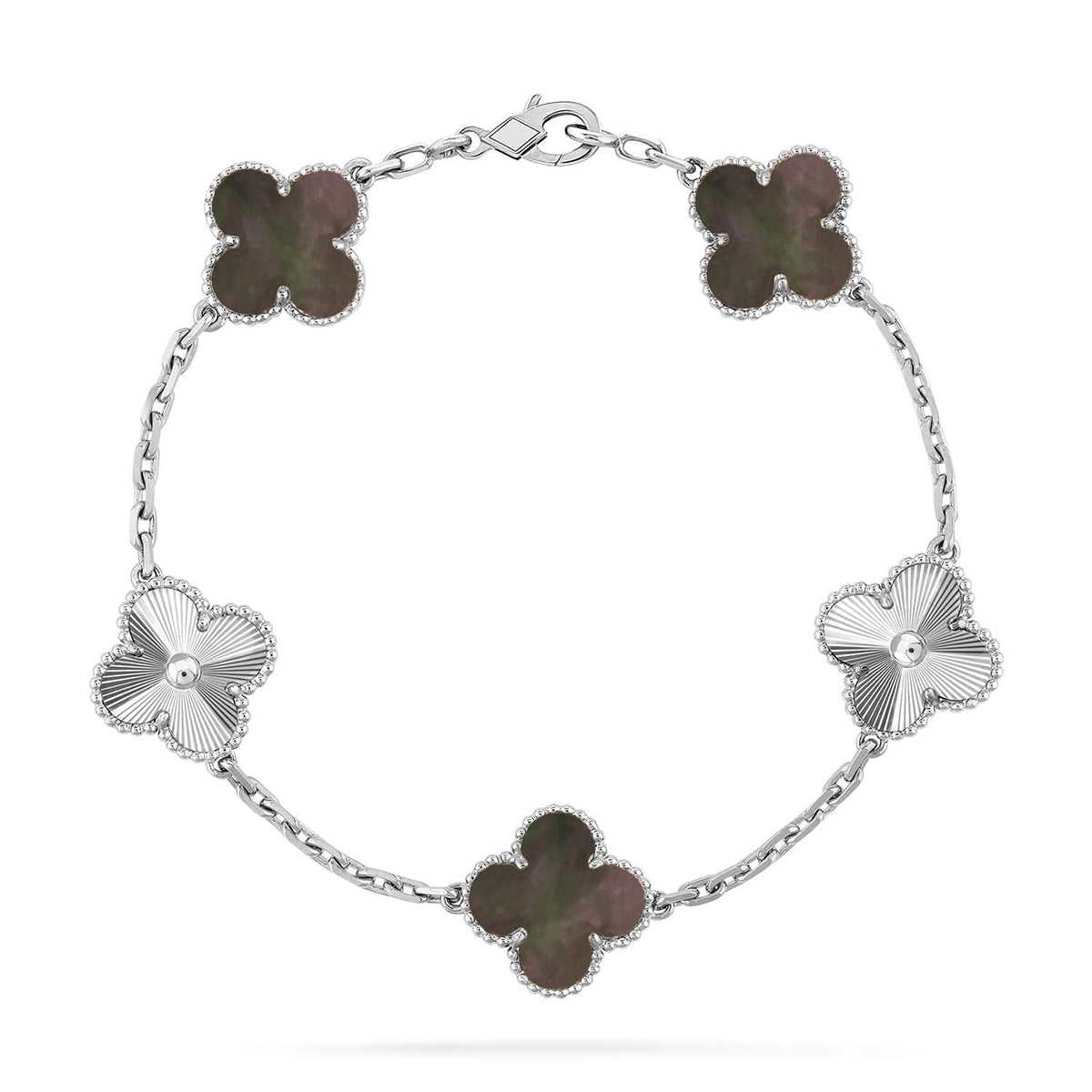 [Dream ]New CLOVER 5 MOTIF GRAY MOP BRACELET COLLECTION
