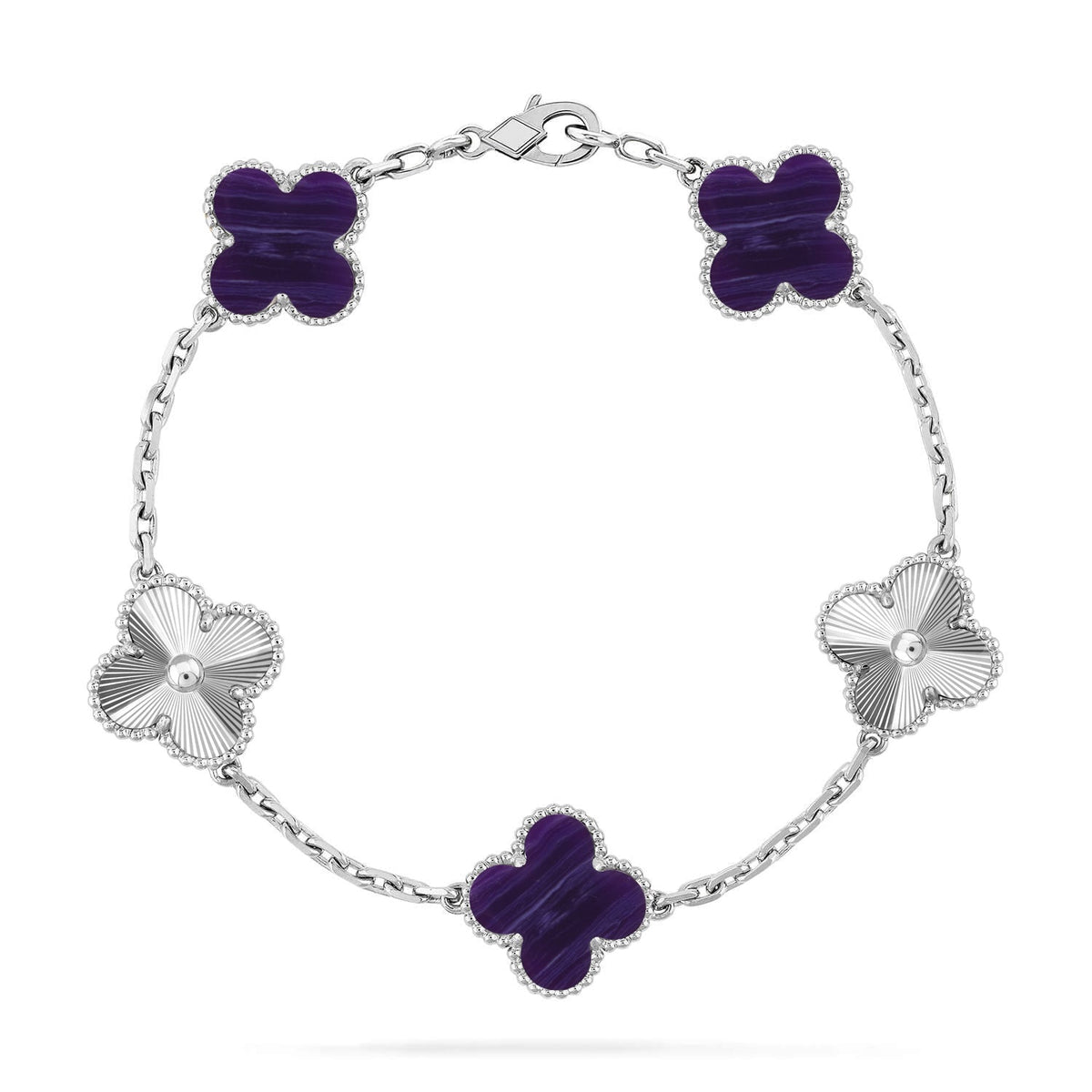 [Dream ]New CLOVER 5 MOTIF PURPLE STRIPES BRACELET COLLECTION