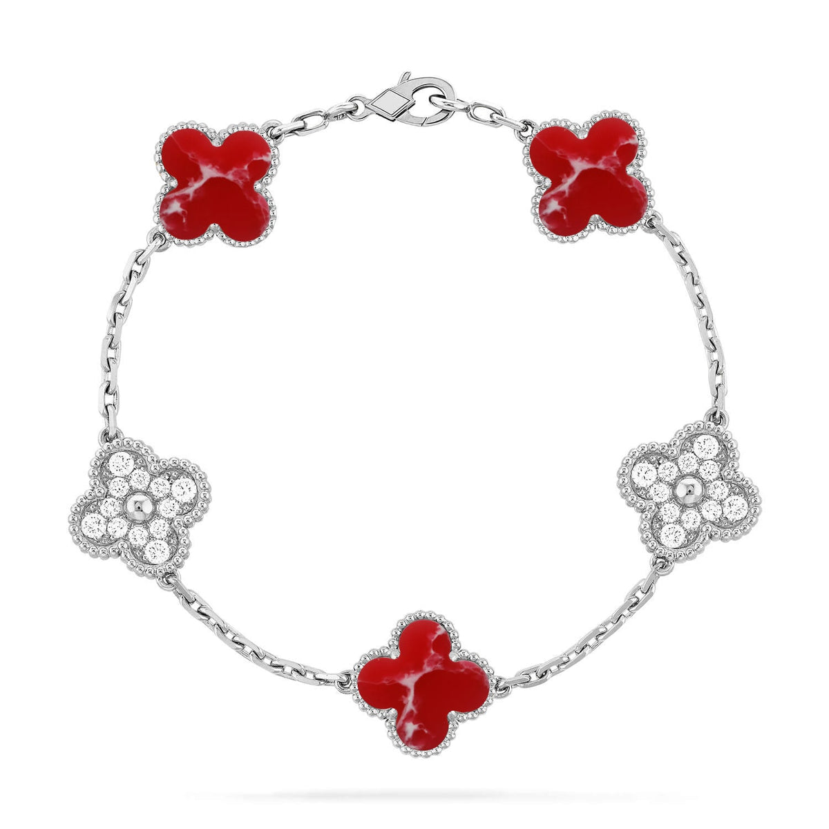 [Dream ]New CLOVER 5 MOTIF RED PATTERN BRACELET COLLECTION
