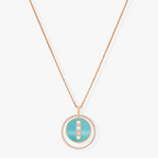 [Dream]LUCKY MOVE 3 DIAMONDS TURQUOISE PINK GOLD DIAMOND NECKLACE