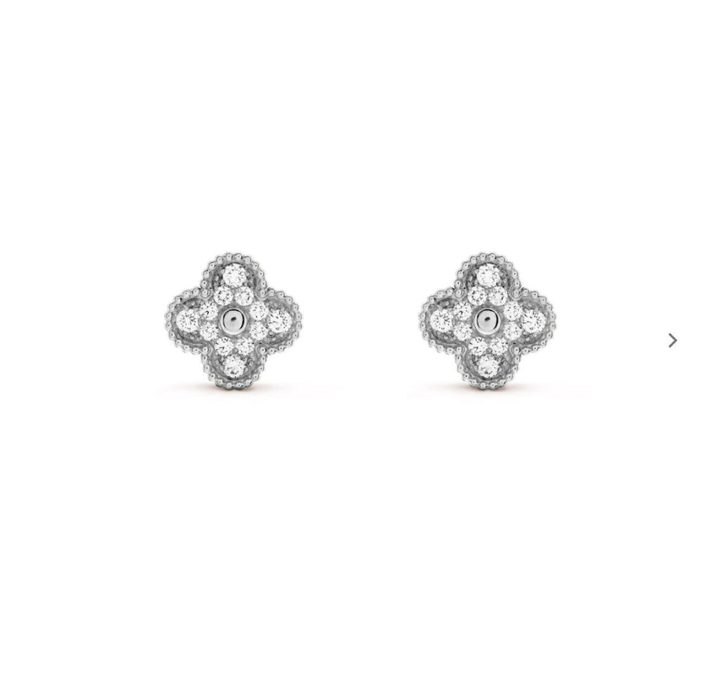 Dream CLOVER 1 MOTIFS DIAMOND STUD EARRINGS SILVER