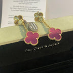 [Dream]NEW CLOVER 2 MOTIF PINK ENAMEL EARRINGS