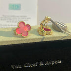 [Dream]NEW CLOVER 15MM PINK ENAMEL STUD EARRINGS