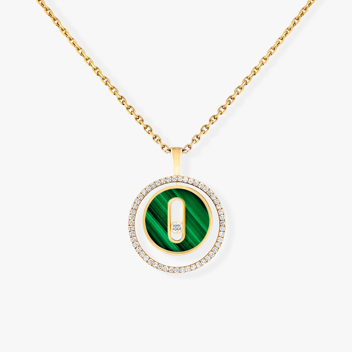[Dream]LUCKY MOVE 1 DIAMOND MALACHITE GOLD DIAMOND NECKLACE