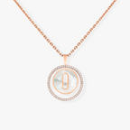 [Dream]LUCKY MOVE 1 DIAMOND WHITE MOTHER OF PEARL PINK GOLD DIAMOND NECKLACE