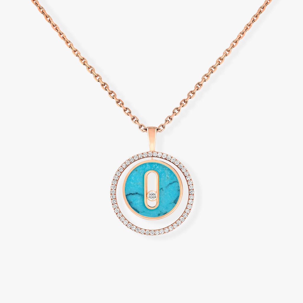 [Dream]LUCKY MOVE 1 DIAMOND TURQUOISE PINK GOLD DIAMOND NECKLACE