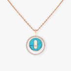 [Dream]LUCKY MOVE 1 DIAMOND TURQUOISE PINK GOLD DIAMOND NECKLACE