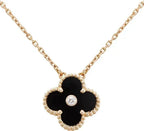 Dream CLOVER 15MM DIAMOND ONYX NECKLACE