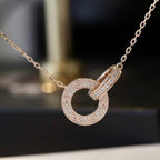 Dream LOVE 7.6MM NECKLACE ROSE GOLD AND SILVER  FULL DIAMOND