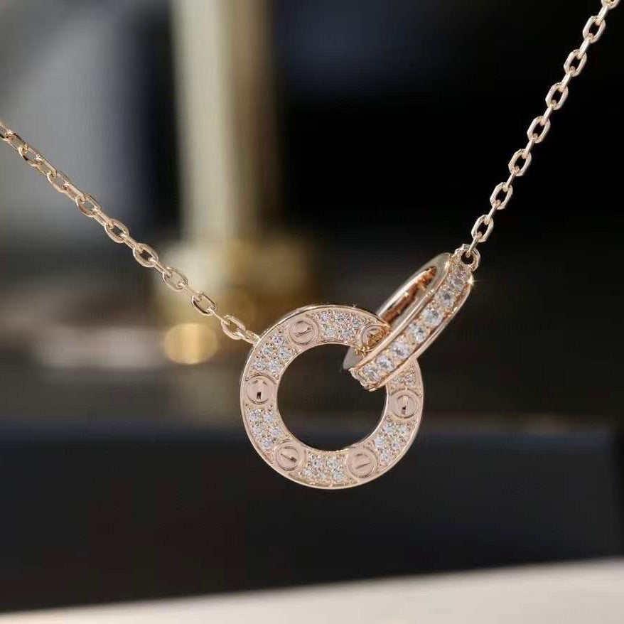 Dream LOVE 7,6-MM-HALSKETTE ROSEGOLD UND SILBER VOLLDIAMANT