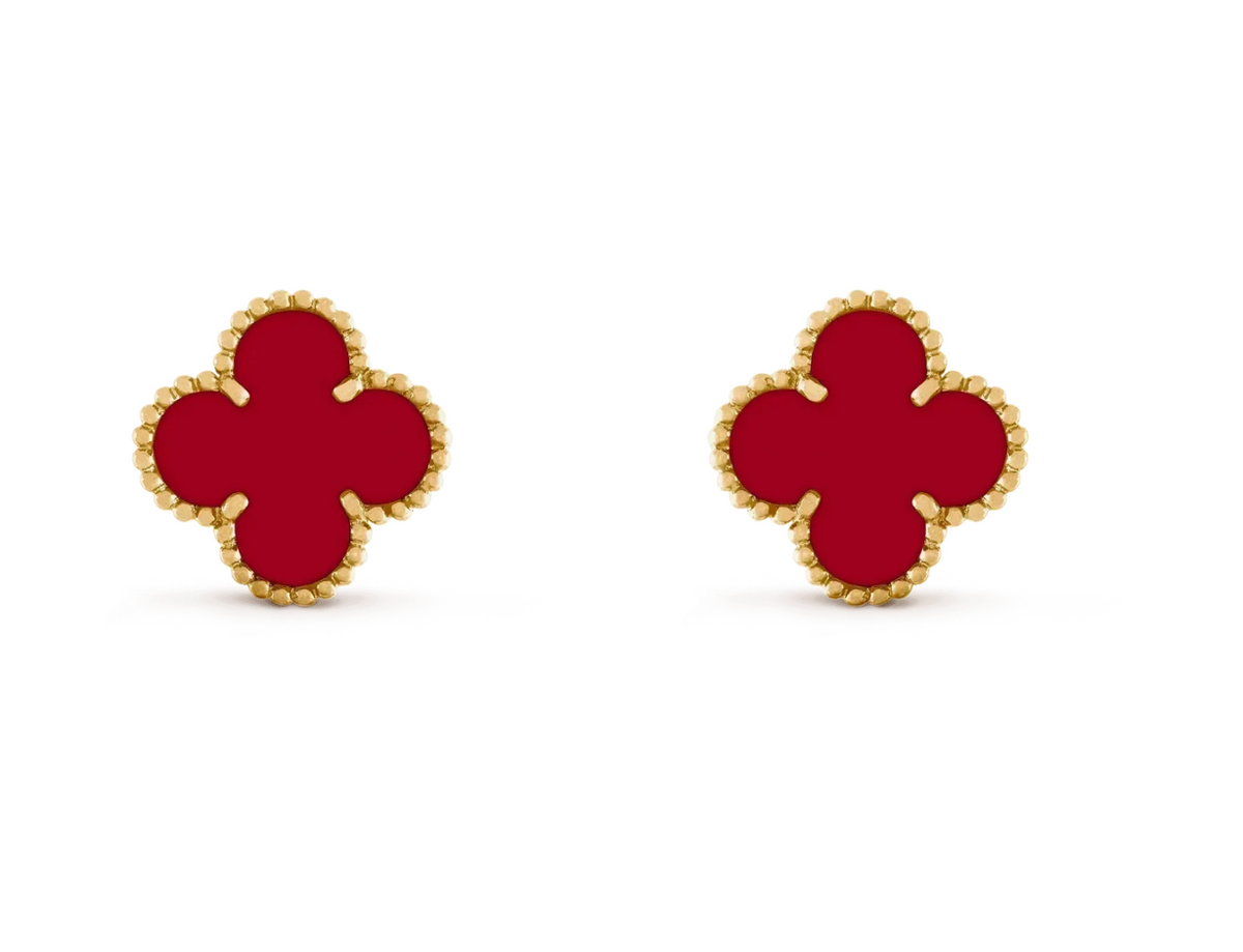 [Dream ] CLOVER 20MM RED AGATE EARRINGS