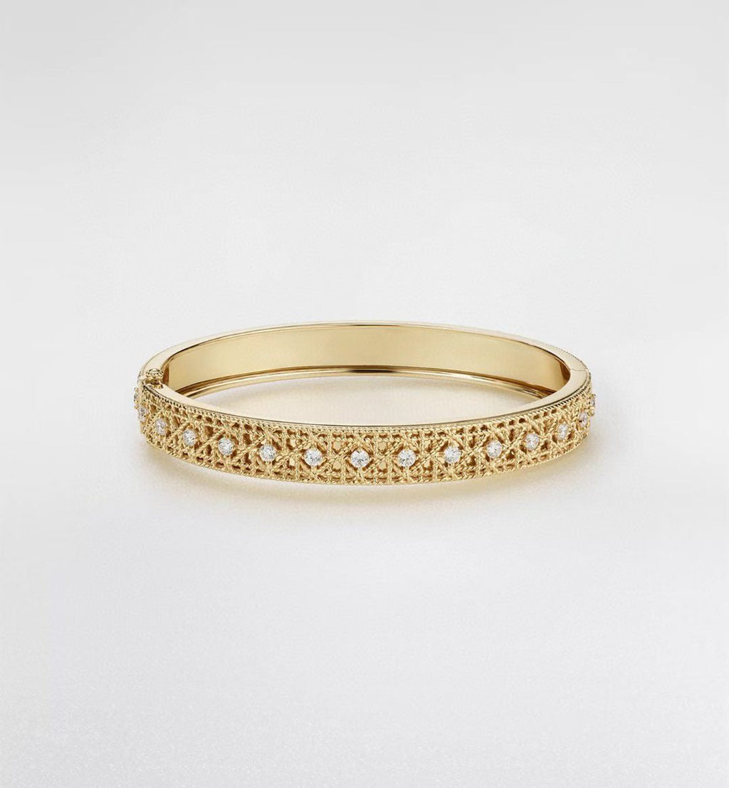 [Dream ] 2026 WOVEN-PATTERN BRACELET SET WITH FULL DIAMOND INLAY THREE-COLORS