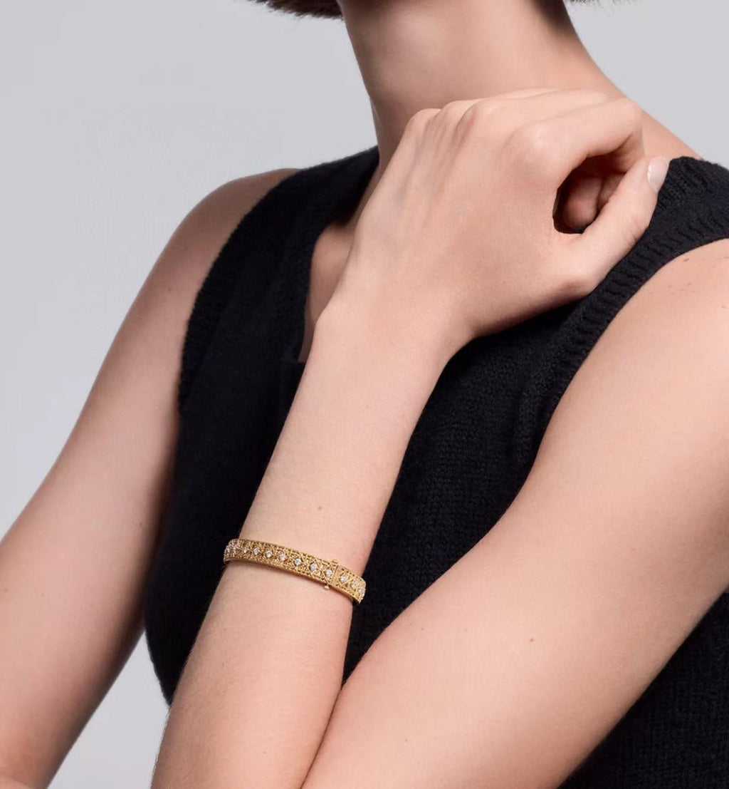 [Dream ] 2026 WOVEN-PATTERN BRACELET SET WITH FULL DIAMOND INLAY THREE-COLORS