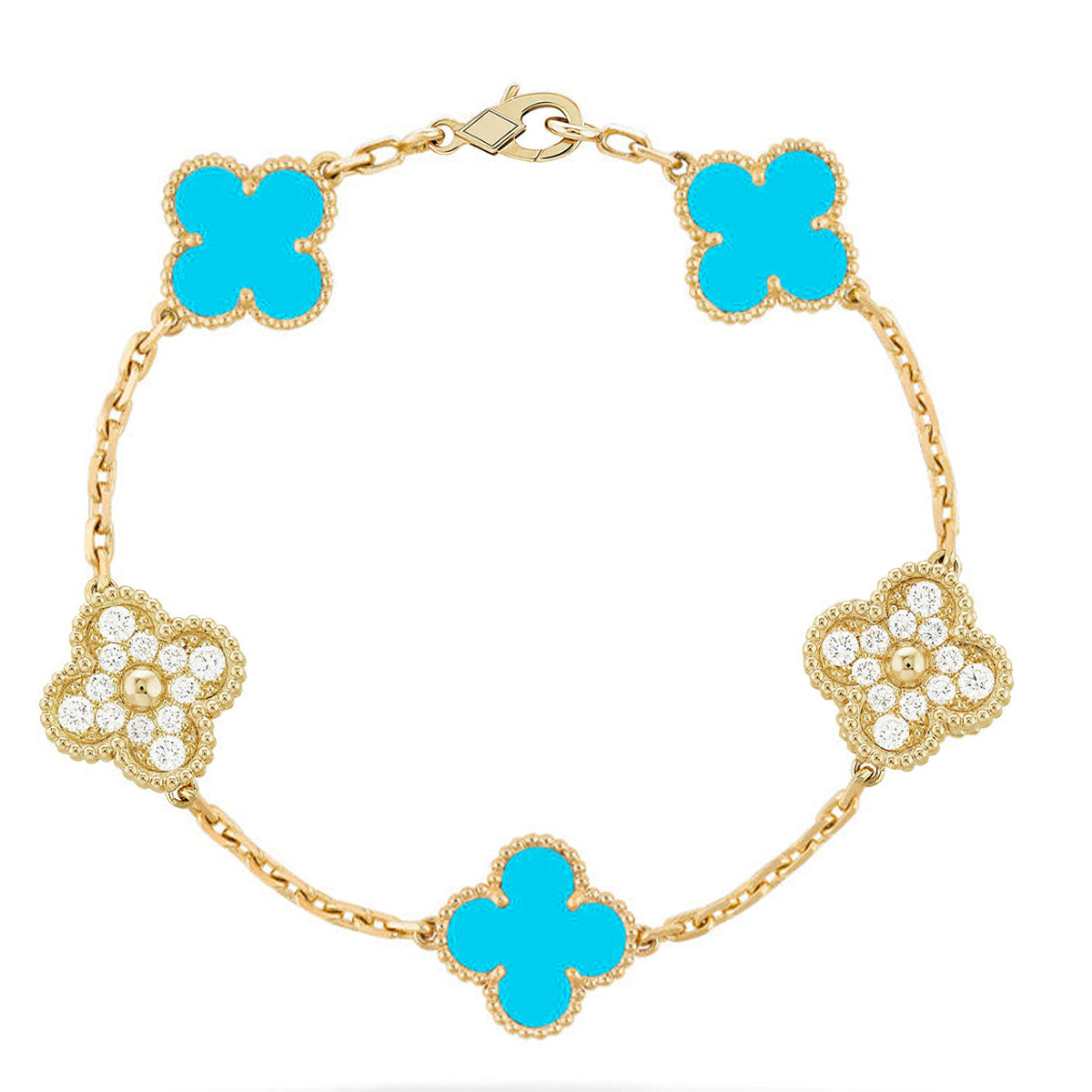[Dream ]New  CLOVER 5 MOTIF TURQUOISE BRACELET COLLECTION