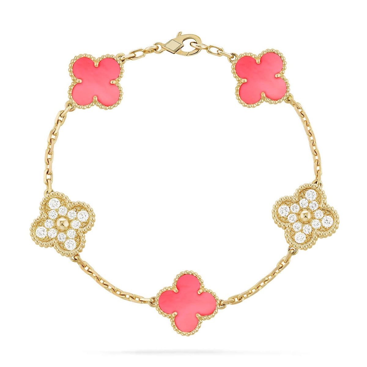 [Dream ]New  CLOVER 5 MOTIFS  PINK MOP BRACELET COLLECTION