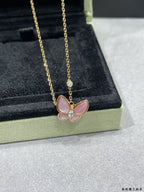 [Dream] BUTTERFLY HALSKETTE AUS ROSA PERLMUTT MIT DIAMANT