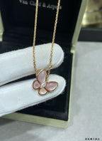 [Dream] BUTTERFLY HALSKETTE AUS ROSA PERLMUTT MIT DIAMANT