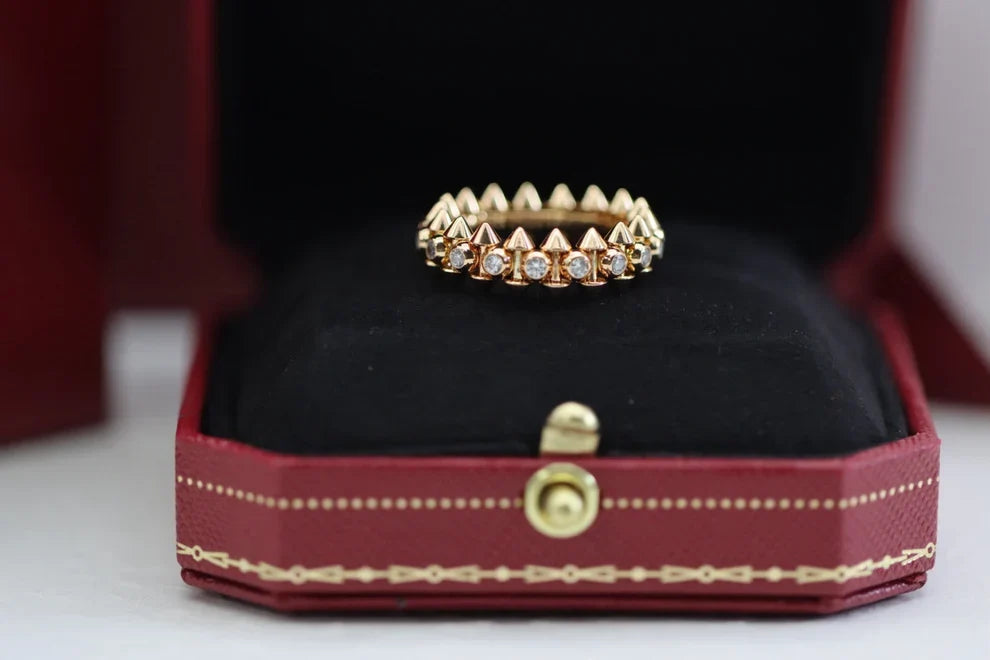 [Dream ] Double‑Row Spike Full‑Diamond Band Ring
