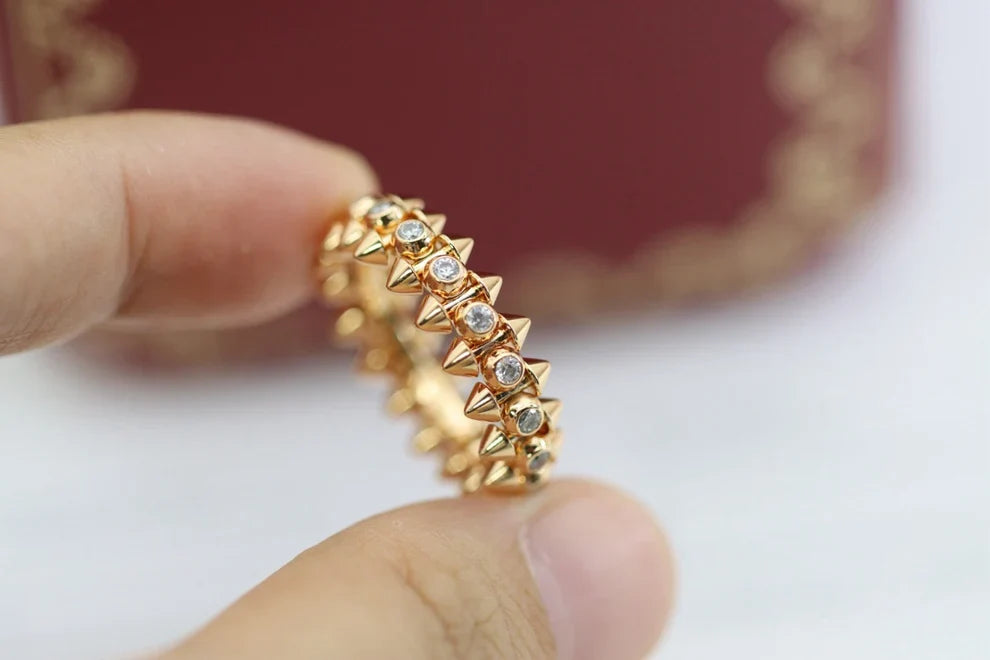 [Dream ] Double‑Row Spike Full‑Diamond Band Ring