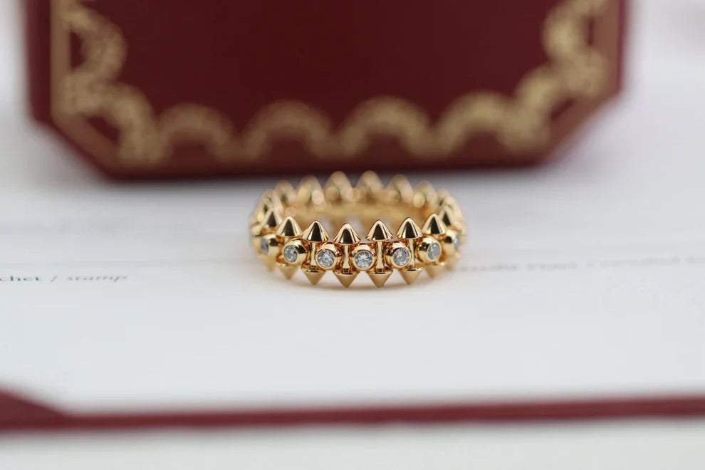 [Dream ] Double‑Row Spike Full‑Diamond Band Ring